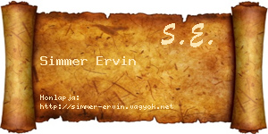 Simmer Ervin névjegykártya