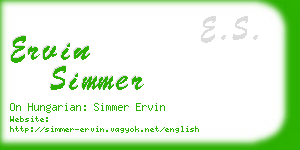 ervin simmer business card